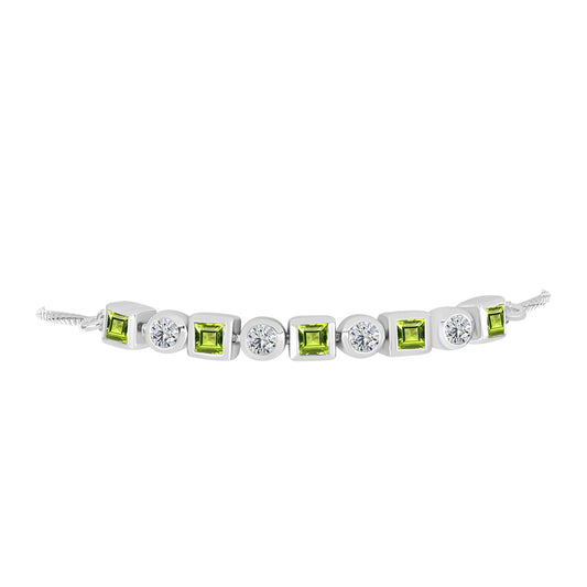 Pulseira de Prata com Peridoto de Changbai e Topázio Branco  Contraste: Cabeca de Veado (800)