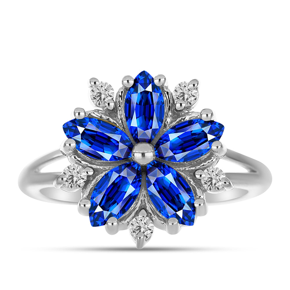 Anel de Prata com Safira Azul Australiana e Topázio Branco 1 