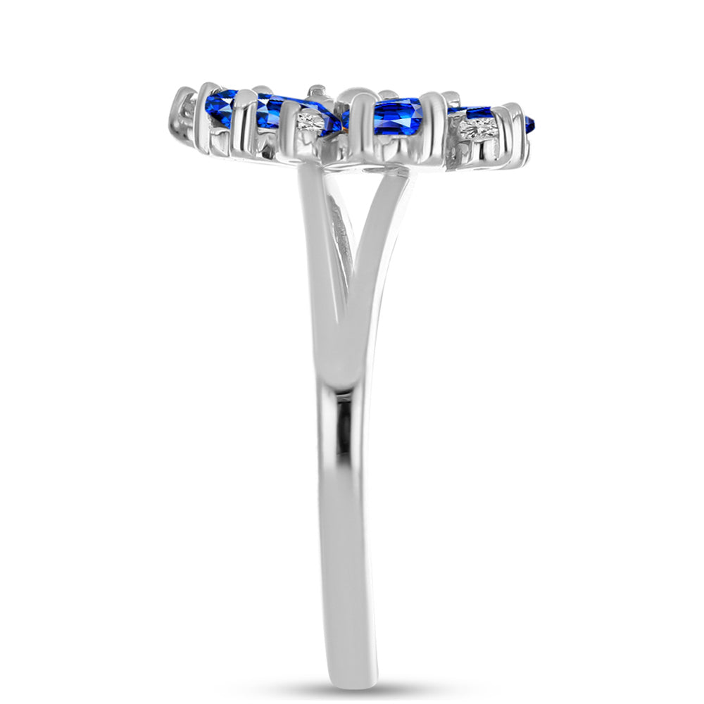 Anel de Prata com Safira Azul Australiana e Topázio Branco