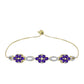 Pulseira de Prata com Banho de Ouro com Ametista de Marrocos e Topázio Branco  Contraste: Cabeca de Veado (800)