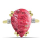 Anel de Prata com Banho de Ouro com Thulite e Topázio Branco