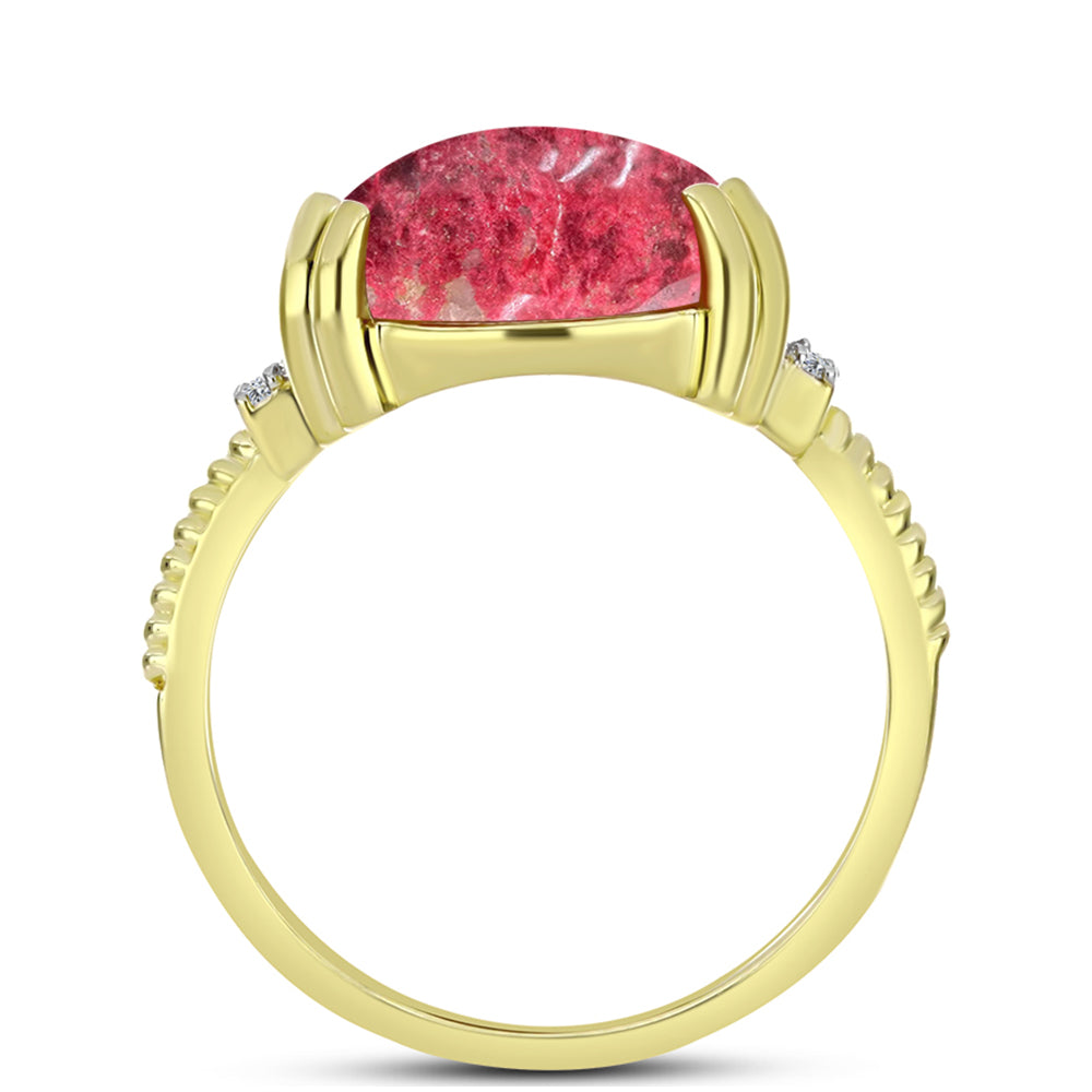 Anel de Prata com Banho de Ouro com Thulite e Topázio Branco 2 