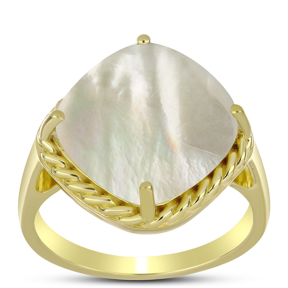 Anel de Prata com Banho de Ouro com Mãe de Pérola  Contraste: Cabeca de Veado (800) 3 