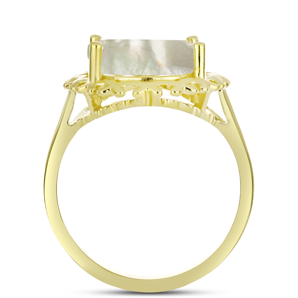 Anel de Prata com Banho de Ouro com Mãe de Pérola  Contraste: Cabeca de Veado (800) 2 