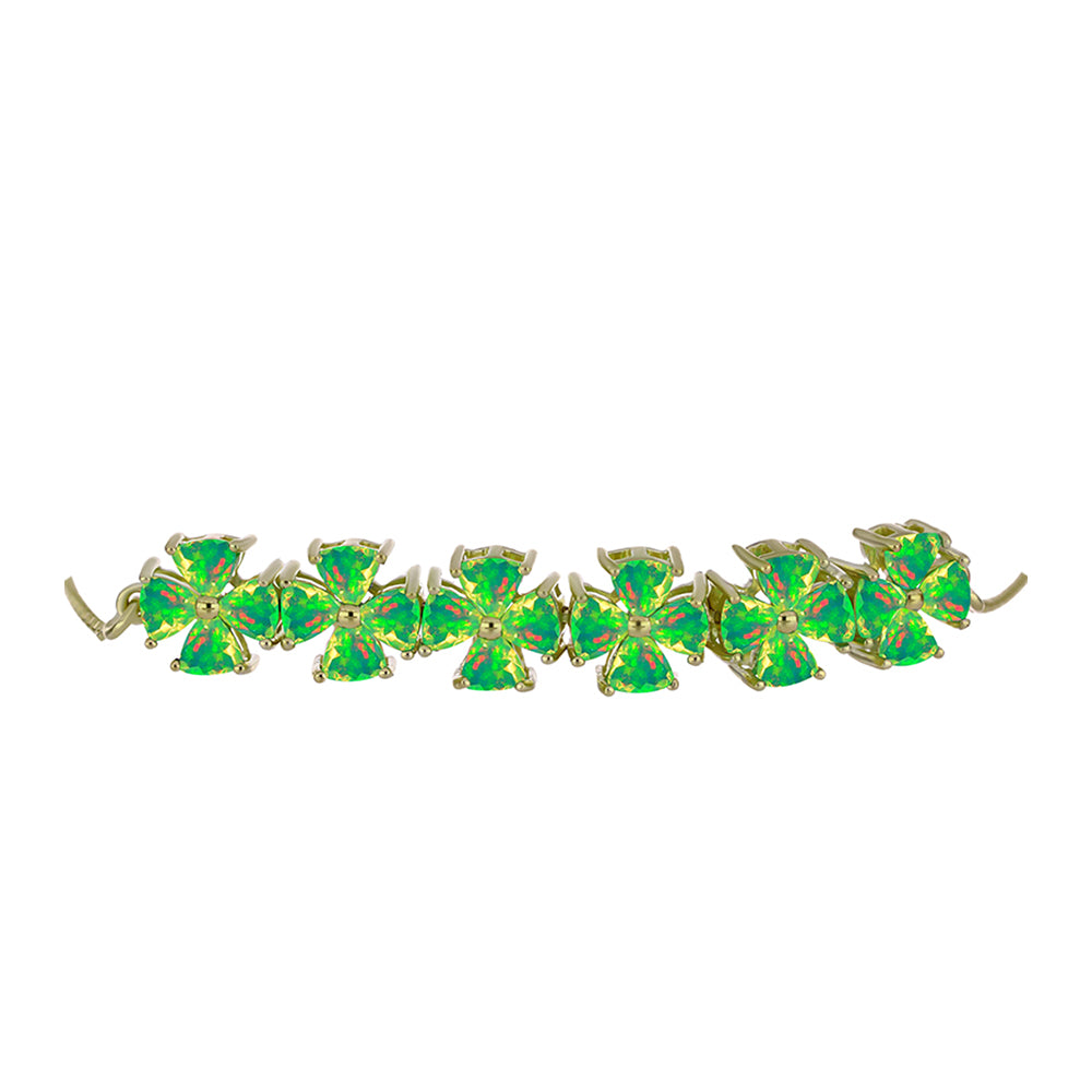 Pulseira de Prata com Banho de Ouro com Opala Verde do Etíope Lega Dembi  Contraste: Cabeca de Veado (800) 2 