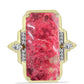 Anel de Prata com Banho de Ouro com Thulite e Topázio Branco  Contraste: Cabeca de Veado (800)