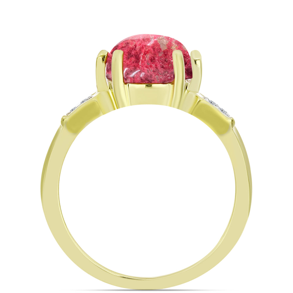 Anel de Prata com Banho de Ouro com Thulite e Topázio Branco 2 