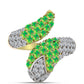 Anel de Prata com Banho de Ouro com Opala Verde do Etíope Lega Dembi e Topázio Branco  Contraste: Cabeca de Veado (800)