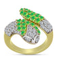 Anel de Prata com Banho de Ouro com Opala Verde do Etíope Lega Dembi e Topázio Branco  Contraste: Cabeca de Veado (800)