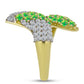 Anel de Prata com Banho de Ouro com Opala Verde do Etíope Lega Dembi e Topázio Branco  Contraste: Cabeca de Veado (800)