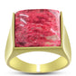 Anel de Prata com Banho de Ouro com Thulite  Contraste: Cabeca de Veado (800)
