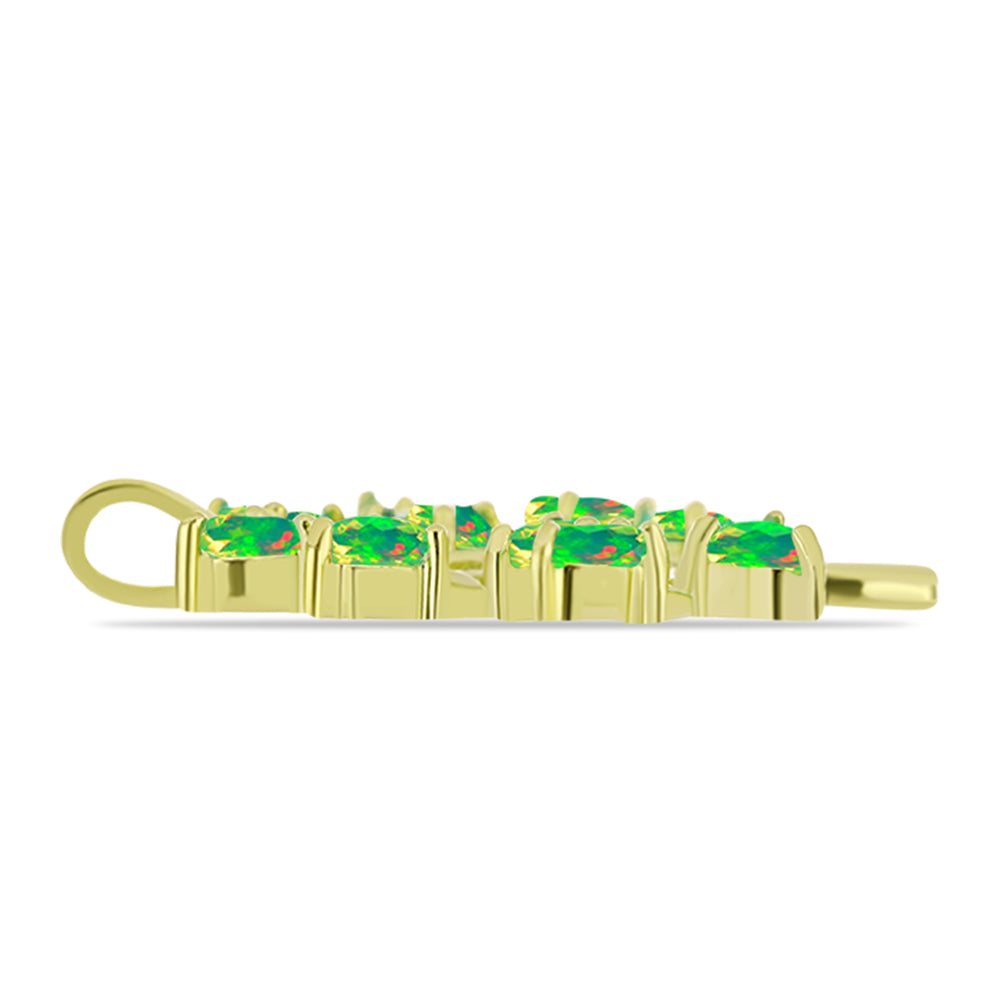 Pendente de Prata com Banho de Ouro com Opala Verde do Etíope Lega Dembi