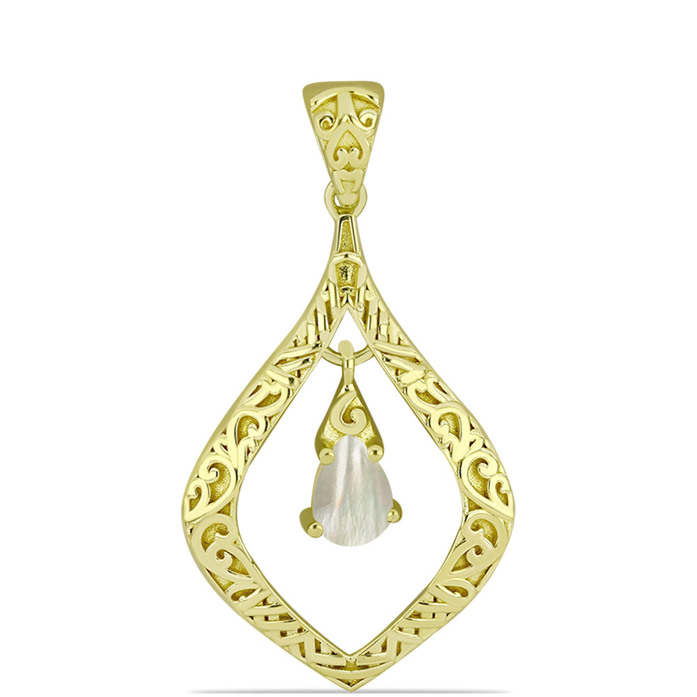 Pendente de Prata com Banho de Ouro com Mãe de Pérola  Contraste: Cabeca de Veado (800) 1 