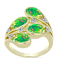 Anel de Prata com Banho de Ouro com Opala Verde do Etíope Lega Dembi e Topázio Branco  Contraste: Cabeca de Veado (800)