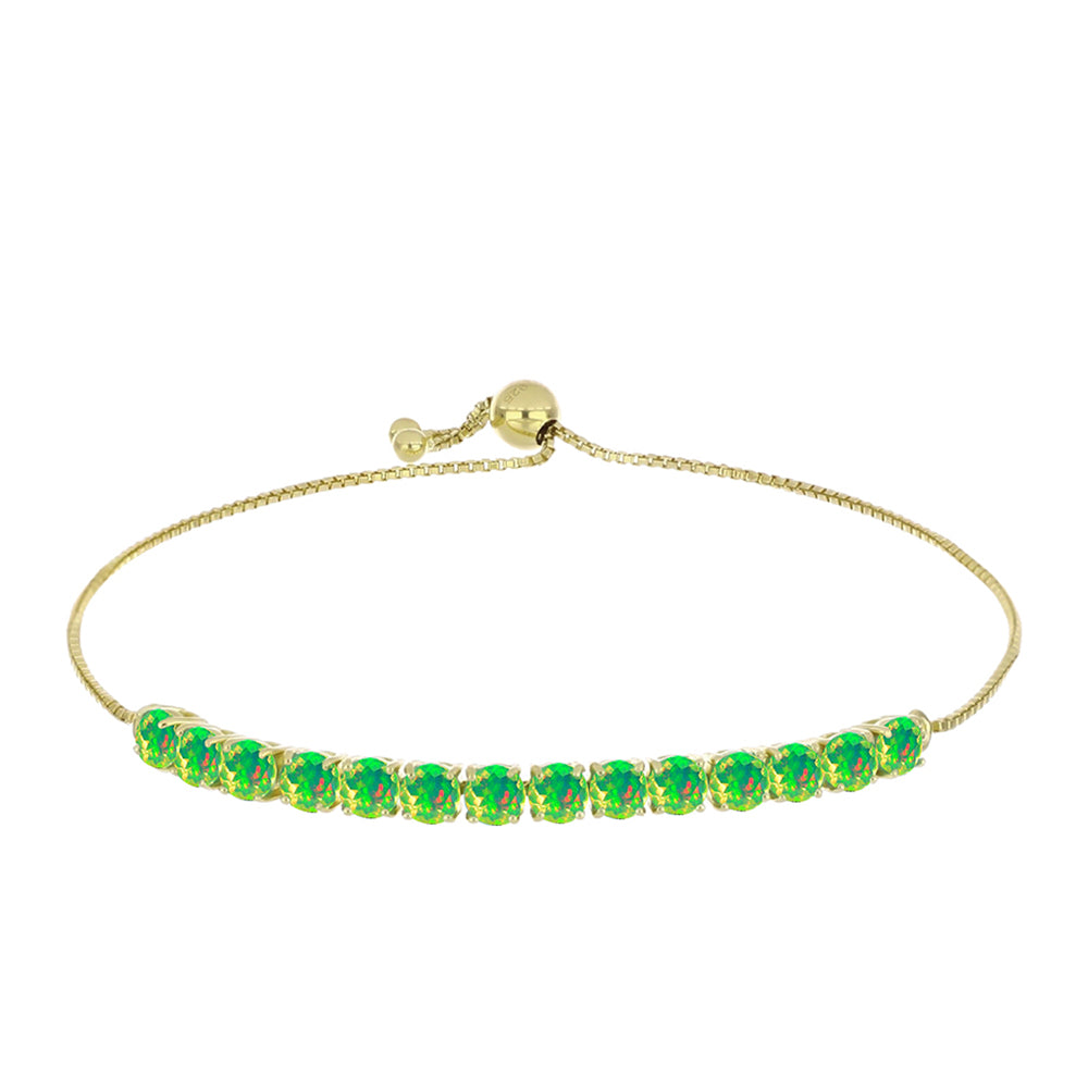 Pulseira de Prata com Banho de Ouro com Opala Verde do Etíope Lega Dembi  Contraste: Cabeca de Veado (800)