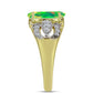 Anel de Prata com Banho de Ouro com Opala Verde do Etíope Lega Dembi e Topázio Branco  Contraste: Cabeca de Veado (800)