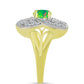 Anel de Prata com Banho de Ouro com Opala Verde do Etíope Lega Dembi e Topázio Branco  Contraste: Cabeca de Veado (800)