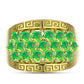 Anel de Prata com Banho de Ouro com Opala Verde do Etíope Lega Dembi  Contraste: Cabeca de Veado (800)