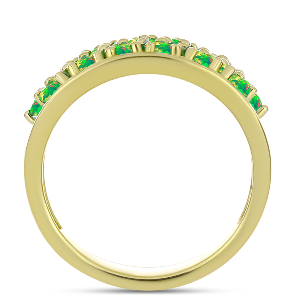 Anel de Prata com Banho de Ouro com Opala Verde do Etíope Lega Dembi  Contraste: Cabeca de Veado (800) 2 
