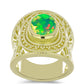 Anel de Prata com Banho de Ouro com Opala Verde do Etíope Lega Dembi  Contraste: Cabeca de Veado (800)
