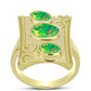 Anel de Prata com Banho de Ouro com Opala Verde do Etíope Lega Dembi  Contraste: Cabeca de Veado (800)
