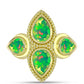 Anel de Prata com Banho de Ouro com Opala Verde do Etíope Lega Dembi  Contraste: Cabeca de Veado (800)