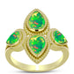 Anel de Prata com Banho de Ouro com Opala Verde do Etíope Lega Dembi  Contraste: Cabeca de Veado (800)