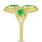 Anel de Prata com Banho de Ouro com Opala Verde do Etíope Lega Dembi  Contraste: Cabeca de Veado (800)