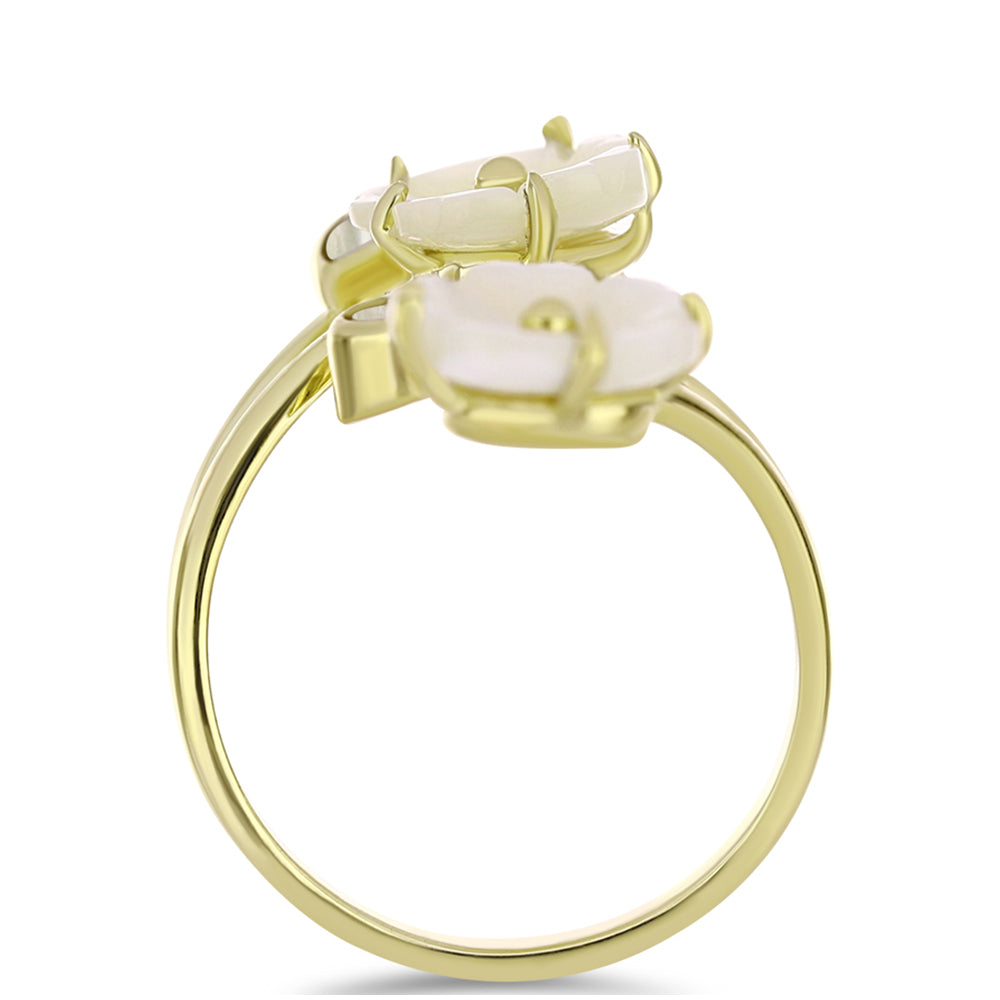 Anel de Prata com Banho de Ouro com Mãe de Pérola  Contraste: Cabeca de Veado (800) 2 