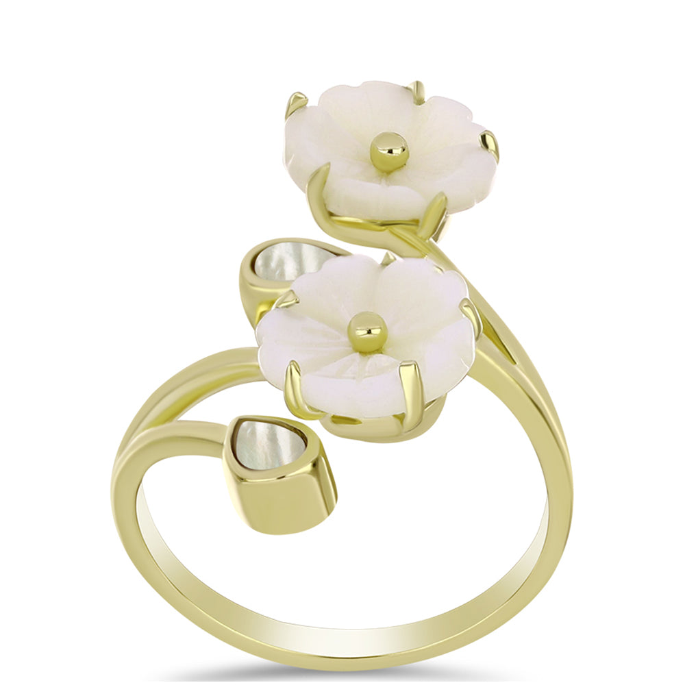 Anel de Prata com Banho de Ouro com Mãe de Pérola  Contraste: Cabeca de Veado (800) 3 