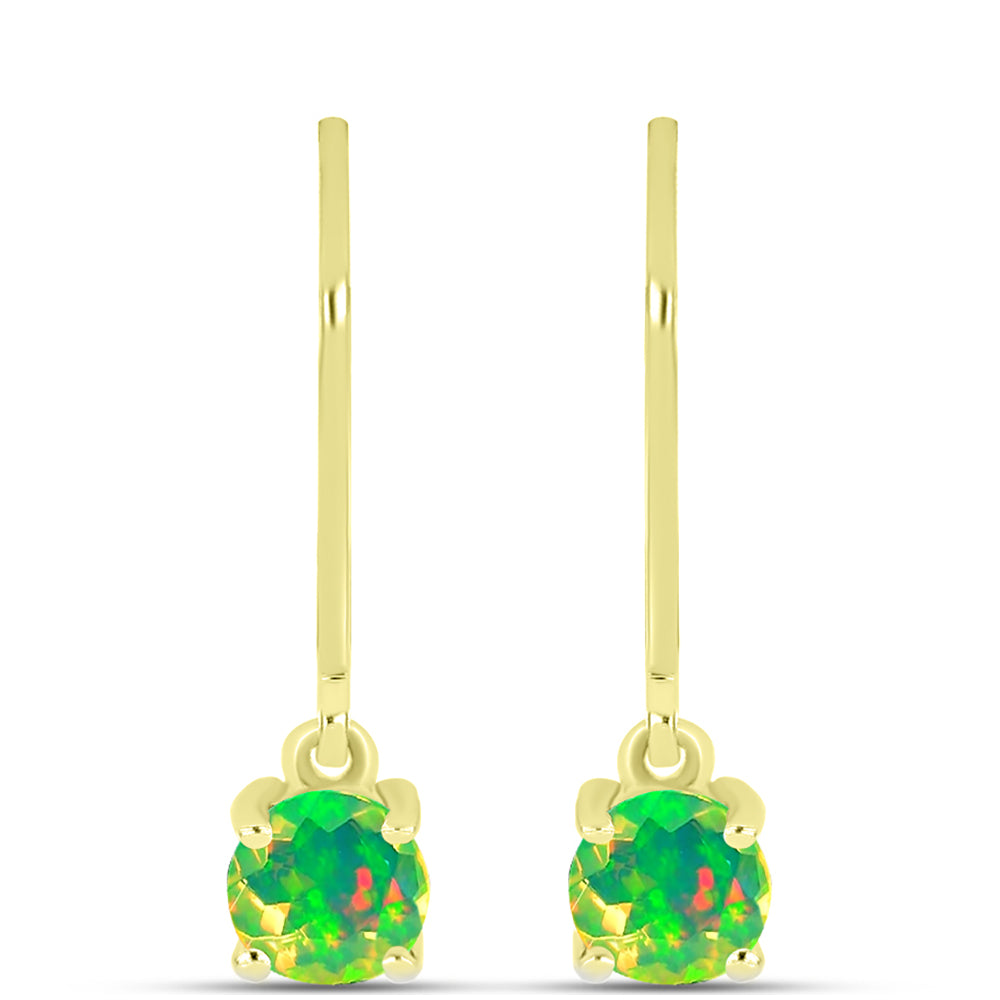 Conjunto de Prata com Banho de Ouro com Opala Verde do Etíope Lega Dembi e Opala Preta de Lega Dembi da Etiópia ( Brincos )  Contraste: Cabeca de Veado (800)