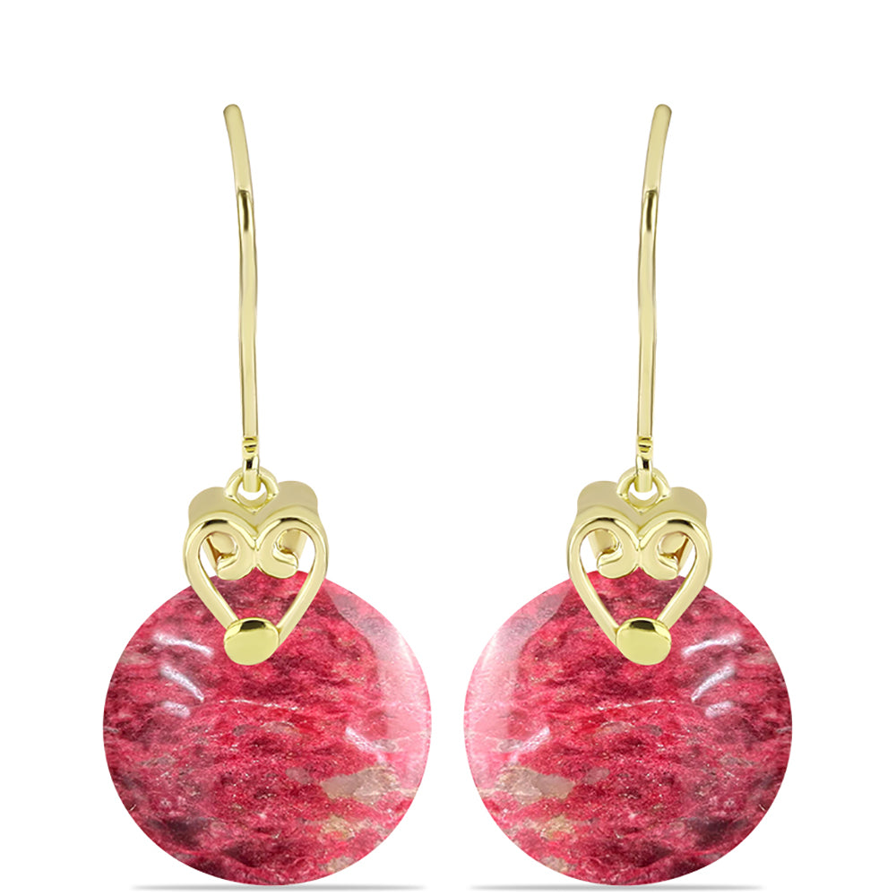 Brincos de Prata com Banho de Ouro com Thulite