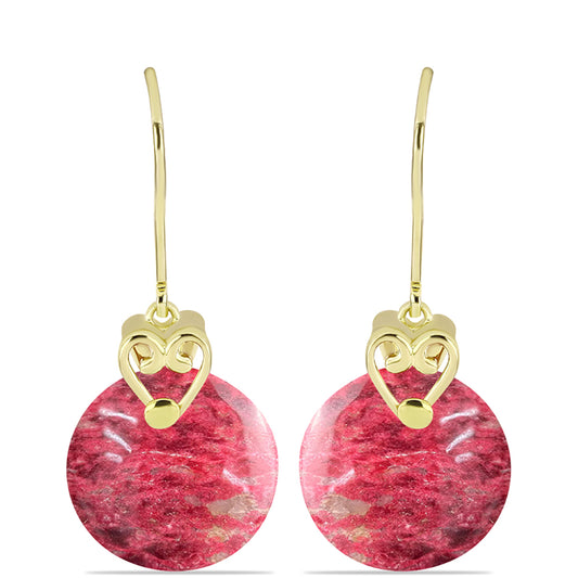 Brincos de Prata com Banho de Ouro com Thulite