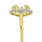 Anel de Prata com Banho de Ouro com Mãe de Pérola e Topázio Branco  Contraste: Cabeca de Veado (800)