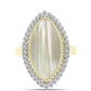 Anel de Prata com Banho de Ouro com Mãe de Pérola e Topázio Branco  Contraste: Cabeca de Veado (800)
