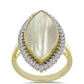 Anel de Prata com Banho de Ouro com Mãe de Pérola e Topázio Branco  Contraste: Cabeca de Veado (800)