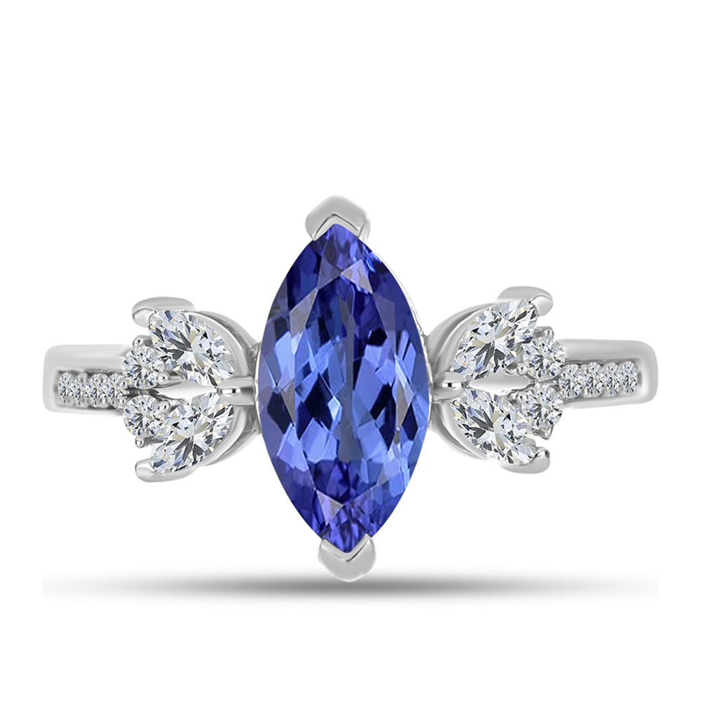 Anel de Prata com Tanzanite AAA e Topázio Branco 1 