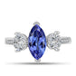Anel de Prata com Tanzanite AAA e Topázio Branco