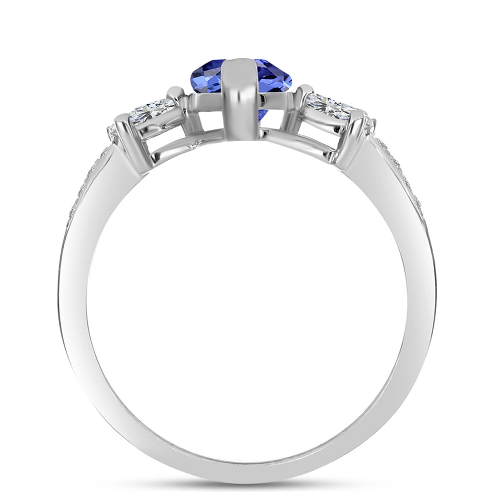 Anel de Prata com Tanzanite AAA e Topázio Branco 2 
