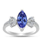 Anel de Prata com Tanzanite AAA e Topázio Branco