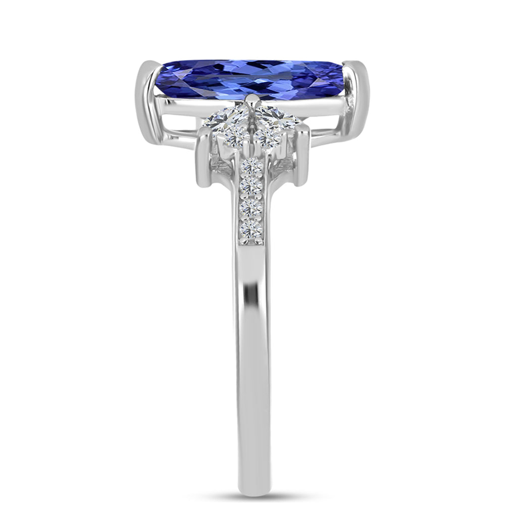 Anel de Prata com Tanzanite AAA e Topázio Branco