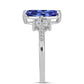Anel de Prata com Tanzanite AAA e Topázio Branco