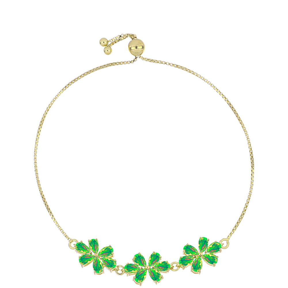 Pulseira de Prata com Banho de Ouro com Opala Verde do Etíope Lega Dembi  Contraste: Cabeca de Veado (800) 1 