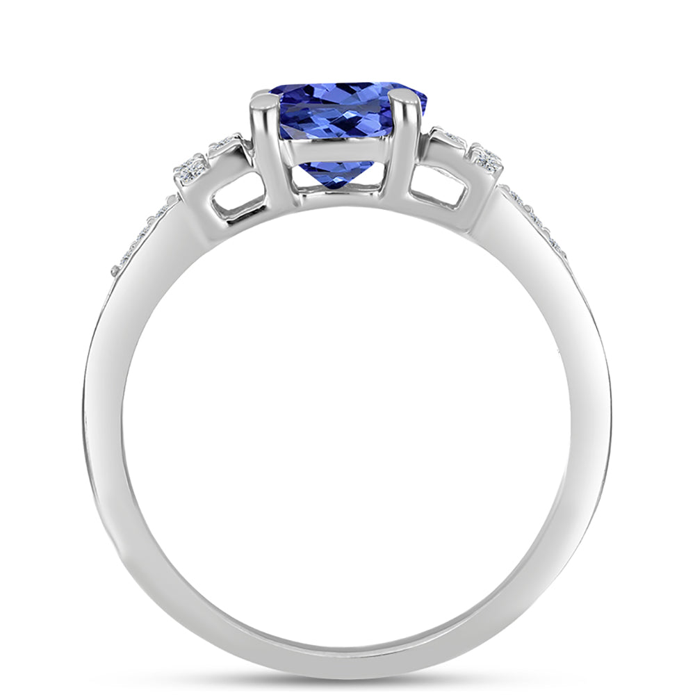 Anel de Prata com Tanzanite AAA e Topázio Branco