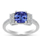 Anel de Prata com Tanzanite AAA e Topázio Branco