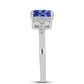 Anel de Prata com Tanzanite AAA e Topázio Branco