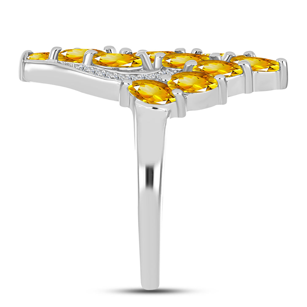 Anel de Prata com Citrino de Ural e Topázio Branco  Contraste: Cabeca de Veado (800) 4 