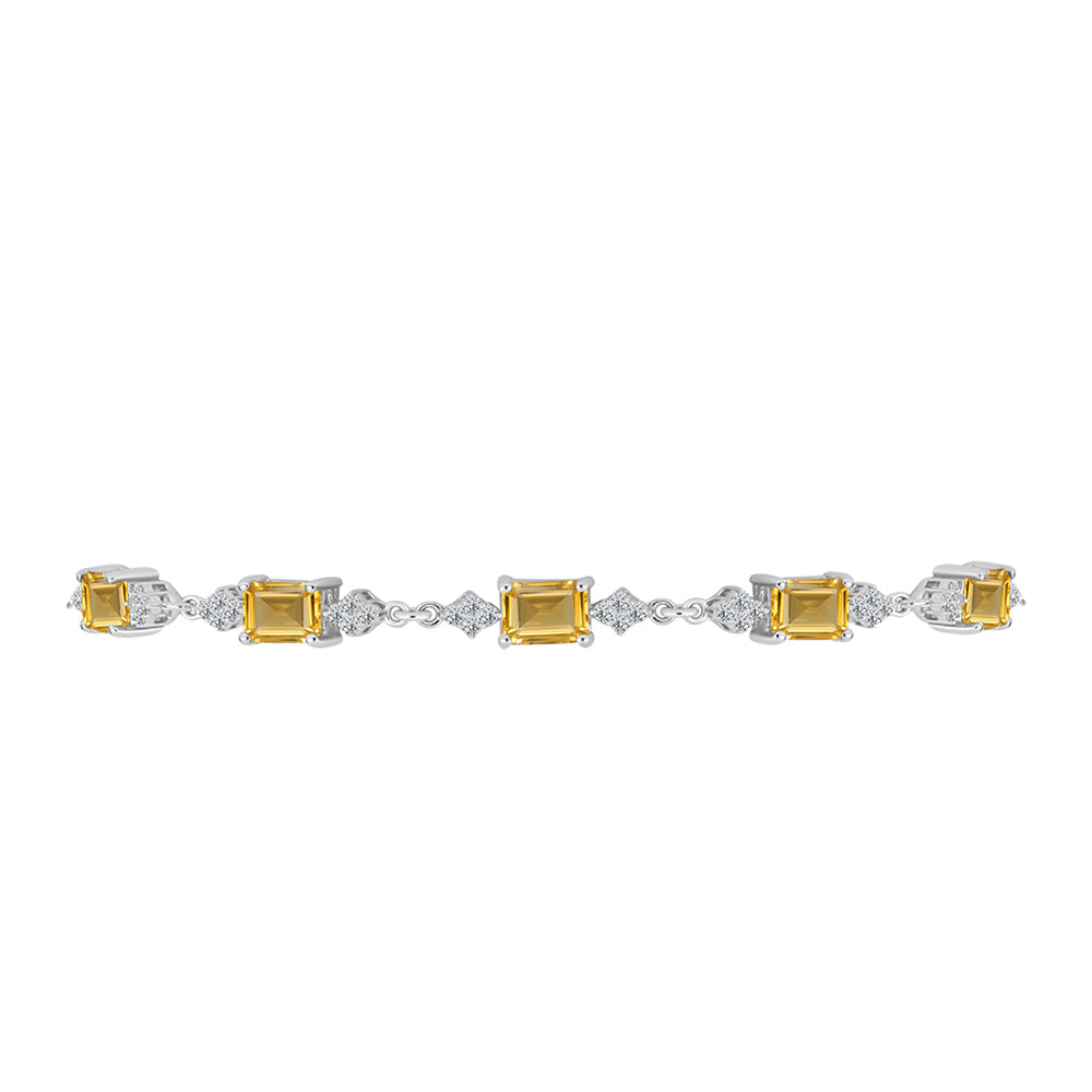Pulseira de Prata com Citrino de Ural e Topázio Branco  Contraste: Cabeca de Veado (800)