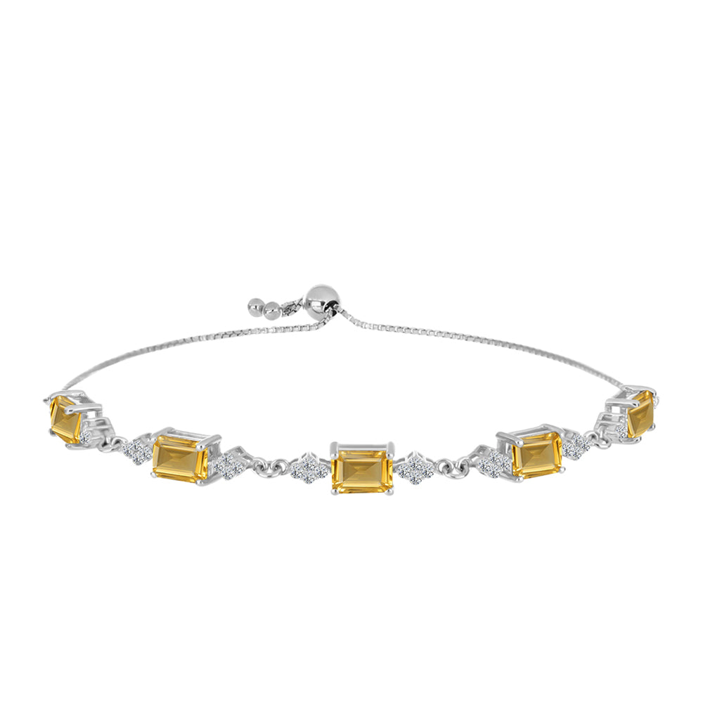 Pulseira de Prata com Citrino de Ural e Topázio Branco  Contraste: Cabeca de Veado (800)