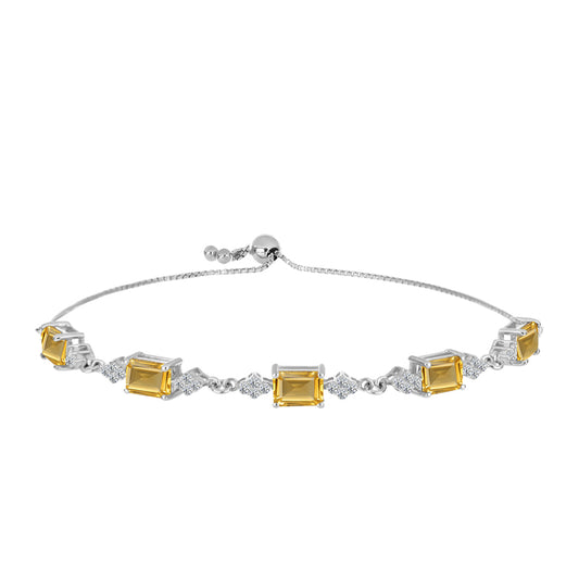 Pulseira de Prata com Citrino de Ural e Topázio Branco  Contraste: Cabeca de Veado (800)